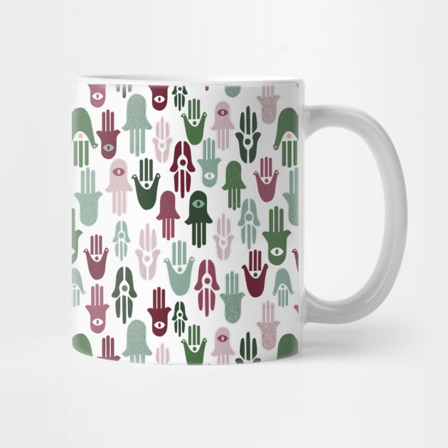 Pattern in green and pink hand symbols by Nosa rez